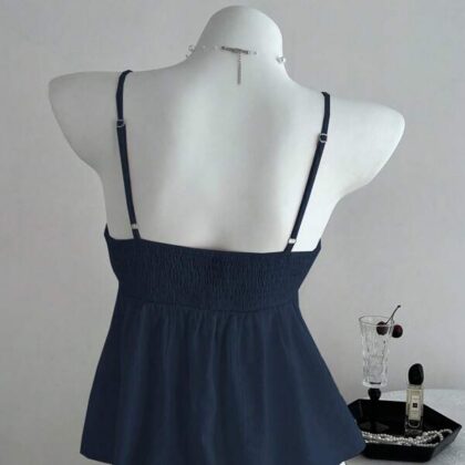 Ruffle Rib Cami – เสื้อสายเดี่ยวผ้าลูกฟูกระบายน่ารัก