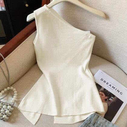 Round Neck Sleeveless Solid Casual Tank – เสื้อกล้ามคอกลมแขนกุดสีพื้นลำลอง