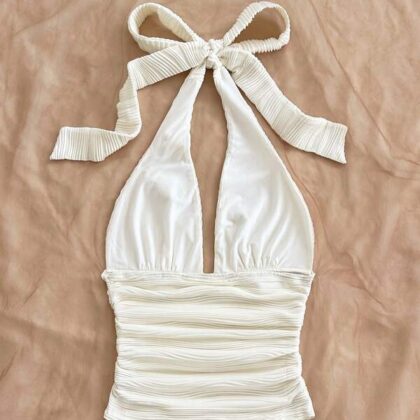 Starfish Shell Beach Halter Cream Set – เสื้อคล้องคอลายดาวทะเลเปลือกหอยสีครีม