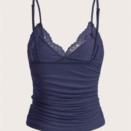 Lace Patchwork Retro Fold Top – ท็อปกุ๊นลูกไม้ปะติดรูปทรงพับย้อนยุค