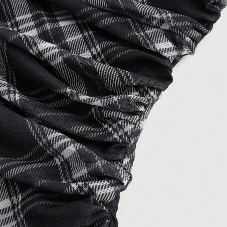 ROMWE J-Fashion Plaid Crop Tube Top – เสื้อเกาะอกลายสก็อต J-Fashion ROMWE