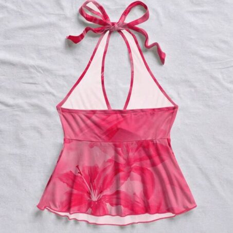 Soleia Bow V-Neck Open Back Holiday Top – เสื้อบ๊อกซิ่งคอวีโบว์หลังโล่งวันหยุด Soleia