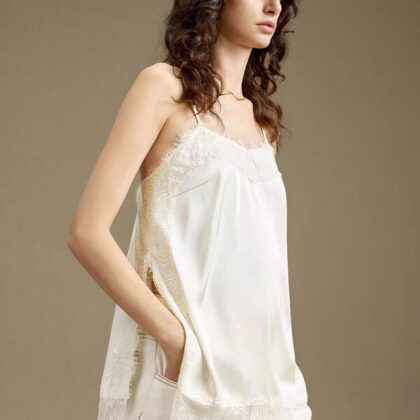 Ontre Ivory Satin Lace Split Elegant Cami 2 – เสื้อสายเดี่ยวซาตินงาช้างลูกไม้สง่างาม Ontre