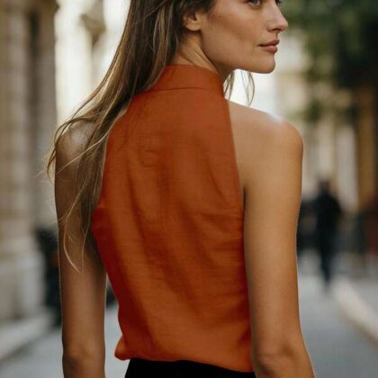 EMERY ROSE Mandarin Collar Slim Work Tank – เสื้อกล้ามคอจีนทรงเรียวเหมาะทำงาน