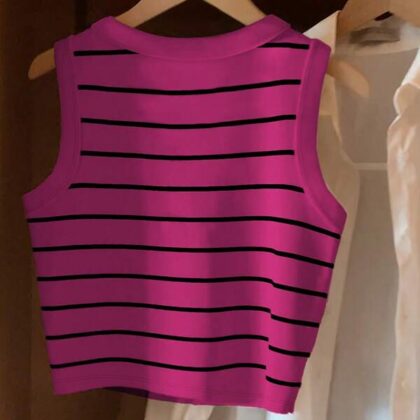 GlowEve Striped Crop Round Neck Casual Summer Tank – เสื้อกล้ามครอปลายทางคอกลมลำลอง GlowEve