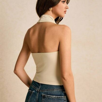 Poéselle Solid Open Back Sexy Halter Summer Cami – เสื้อสายเดี่ยวคล้องคอเปิดหลังเซ็กซี่ Poéselle