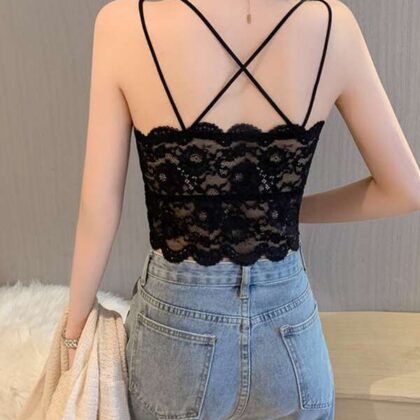 Solid Lace Elegant Luxury Women Tank – เสื้อกล้ามผ้าลูกไม้สีพื้นหรูหรา