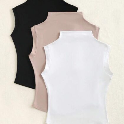 Sweetra Solid Mandarin Collar Women Tee – เสื้อยืดสีพื้นคอปีนผู้หญิง Sweetra